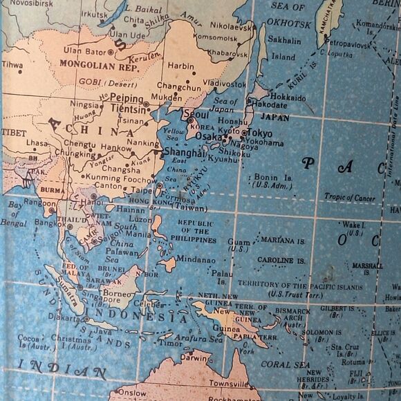 Vintage Hammond's World Map Waste Basket Garbage Can Tin Litho Trash Can 50s 60s - Picture 7 of 14